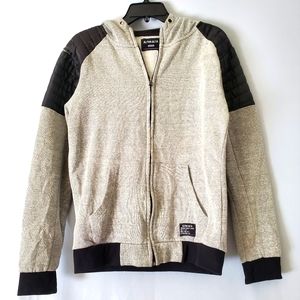 Mens Alpha Beta Hoodie Jacket zip up black gray size M.